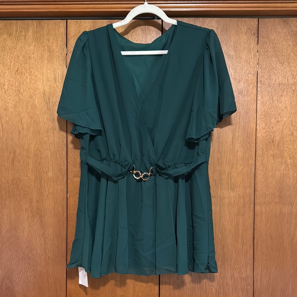 BloomChic Teal Top with Gold Detail
